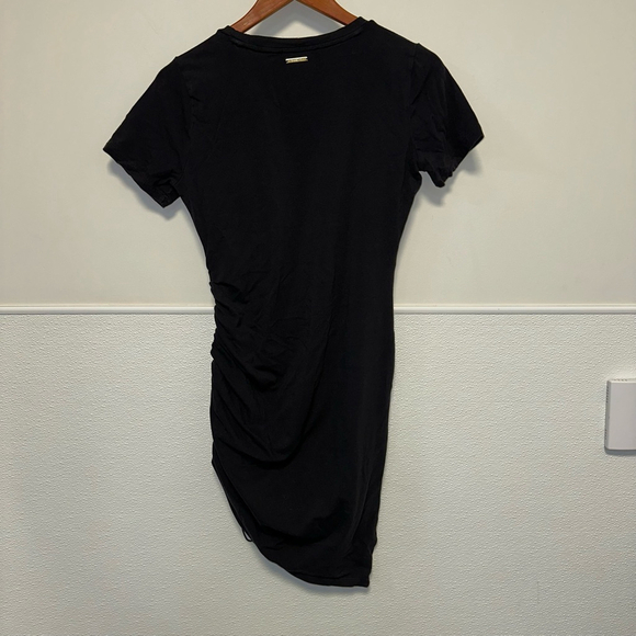 Michael Kors Tee Shirt Dress with Ruching Medium Women’s Black Gold Short Sleeve - Picture 10 of 13